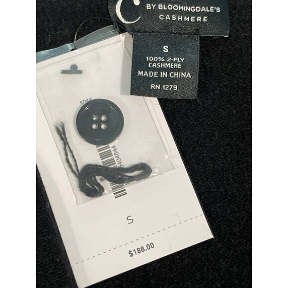 $188 Bloomingdales C Cashmere Black Grandpa Cardigan Size Small NWT - Picture 5 of 5